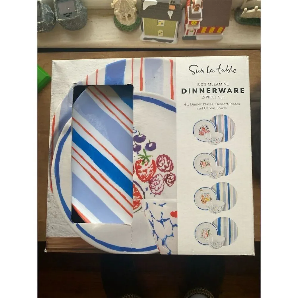 Sur La Table 12-Piece Multicolor Melamine Dinnerware Set 4 Place Settings